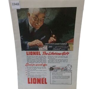 Vintage 1948 Lionel The Lifetime Gift Ad Advertisment
